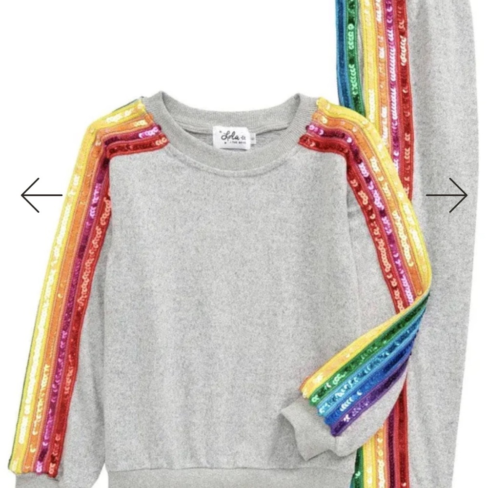 Lola and the Boys Colorful sequin rainbow Striped grey Women's tracksuit medium - Picture 2 of 5
